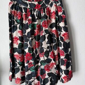 Boden Red and Green Floral Midi Skirt Size 4L